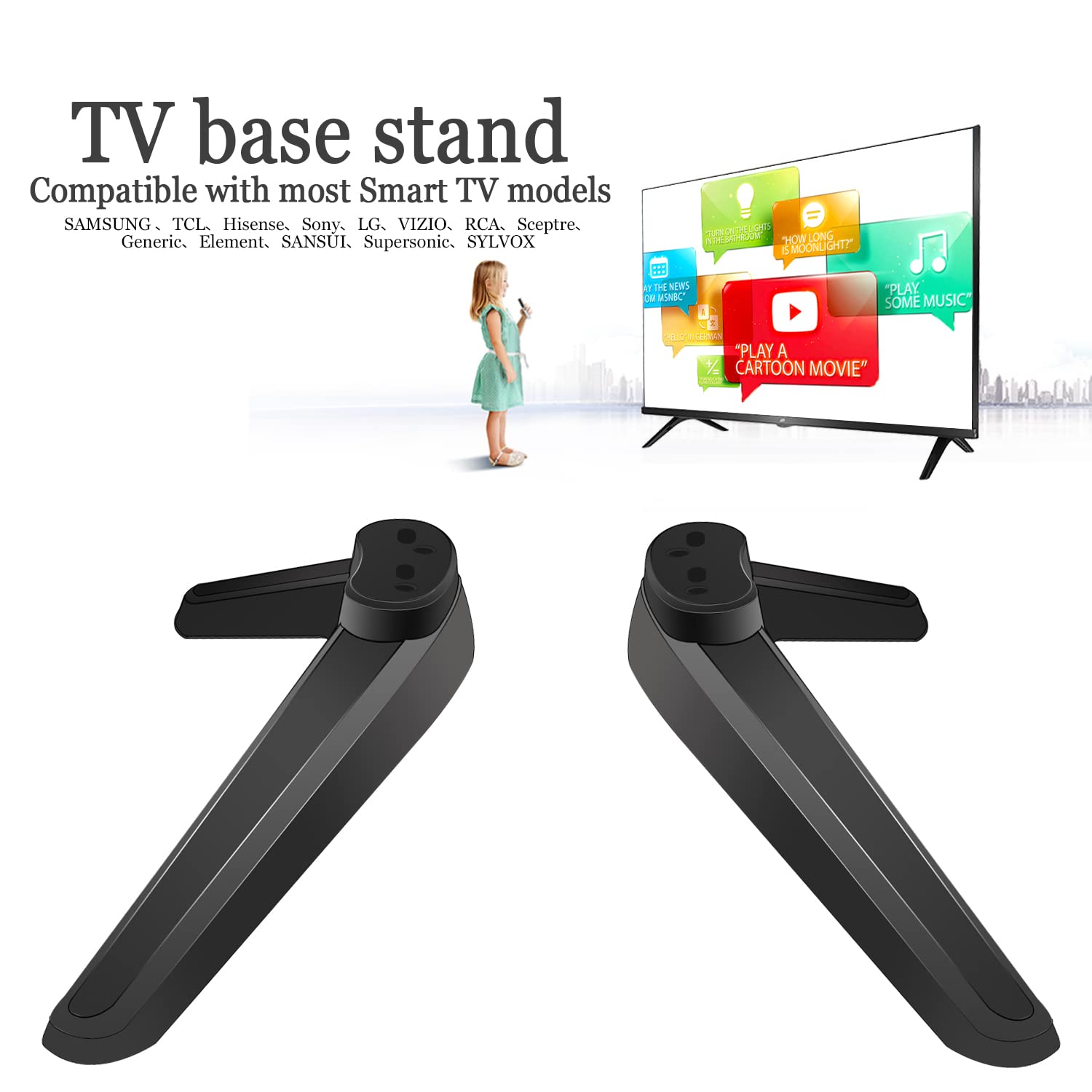 TCL スマートTV と　TV スタンド Amazon | TCLスマートテレビ用テレビベーススタンド TCL Rokuテレビ用